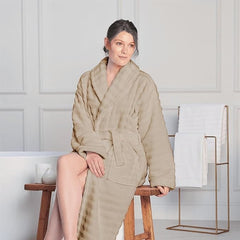 Olivia Rocco Hydro Ribbed 100% Cotton Hooded Bath Robe, Unisex