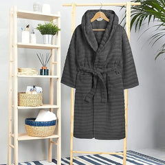 Olivia Rocco Hydro Ribbed 100% Cotton Hooded Bath Robe, Unisex