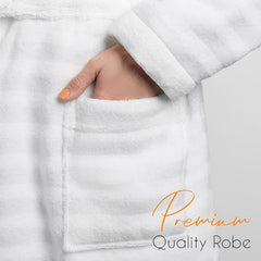 Olivia Rocco Hydro Ribbed 100% Cotton Hooded Bath Robe, Unisex