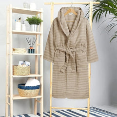 Olivia Rocco Hydro Ribbed 100% Cotton Hooded Bath Robe, Unisex