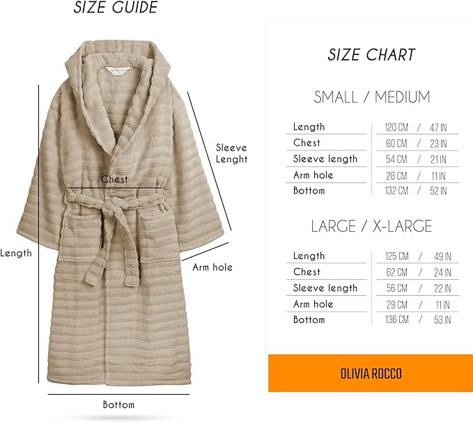 Olivia Rocco Hydro Ribbed 100% Cotton Hooded Bath Robe, Unisex