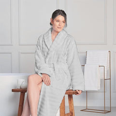Olivia Rocco Hydro Ribbed 100% Cotton Hooded Bath Robe, Unisex