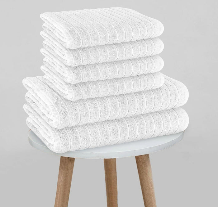 Olivia Rocco Ribbed Cotton Towels, 2 Bath Sheets or 6 Piece Bale