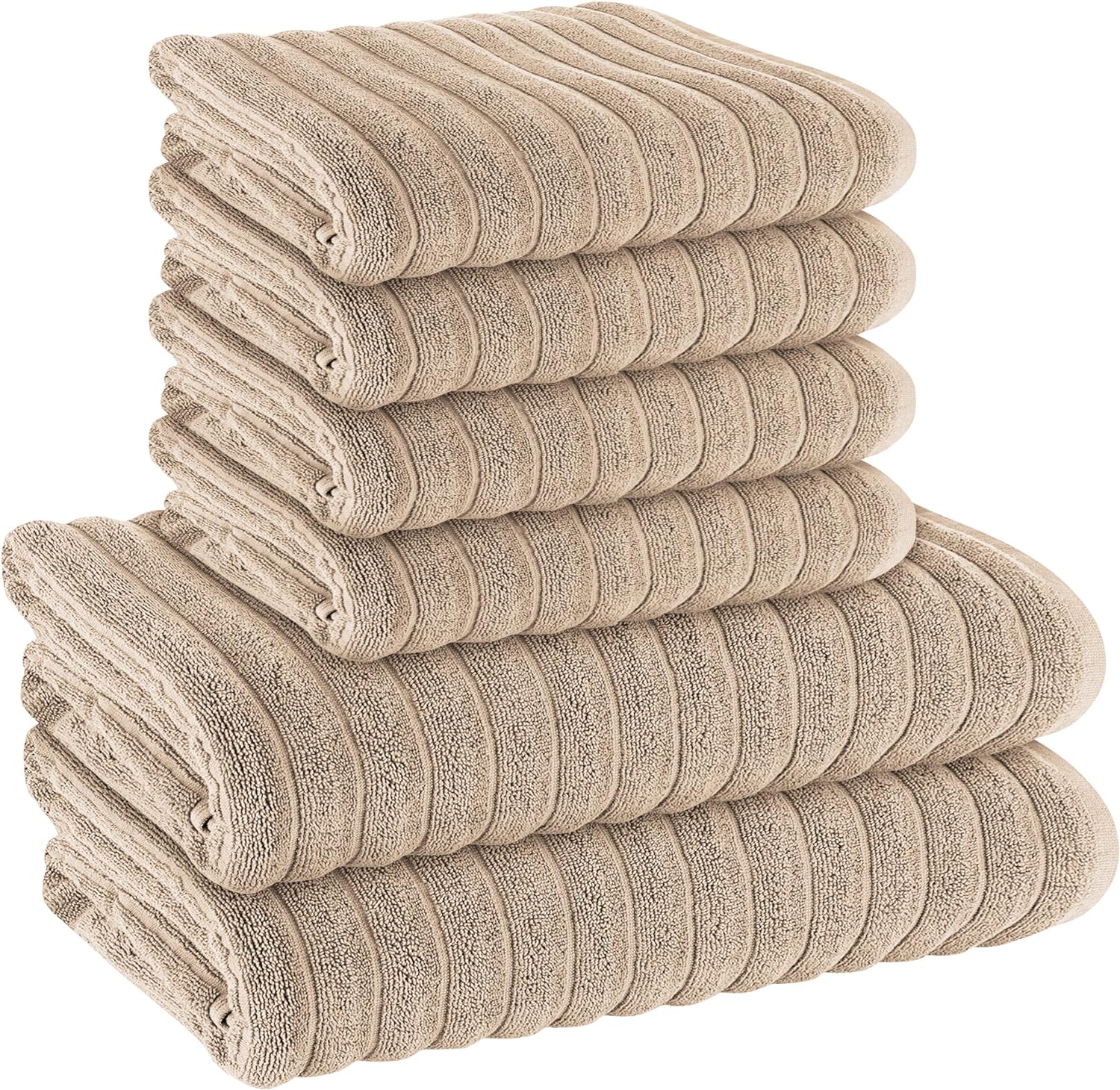 Olivia Rocco Ribbed Cotton Towels, 2 Bath Sheets or 6 Piece Bale