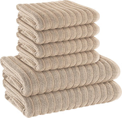 Olivia Rocco Ribbed Cotton Towels, 2 Bath Sheets or 6 Piece Bale