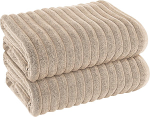 Olivia Rocco Ribbed Cotton Towels, 2 Bath Sheets or 6 Piece Bale