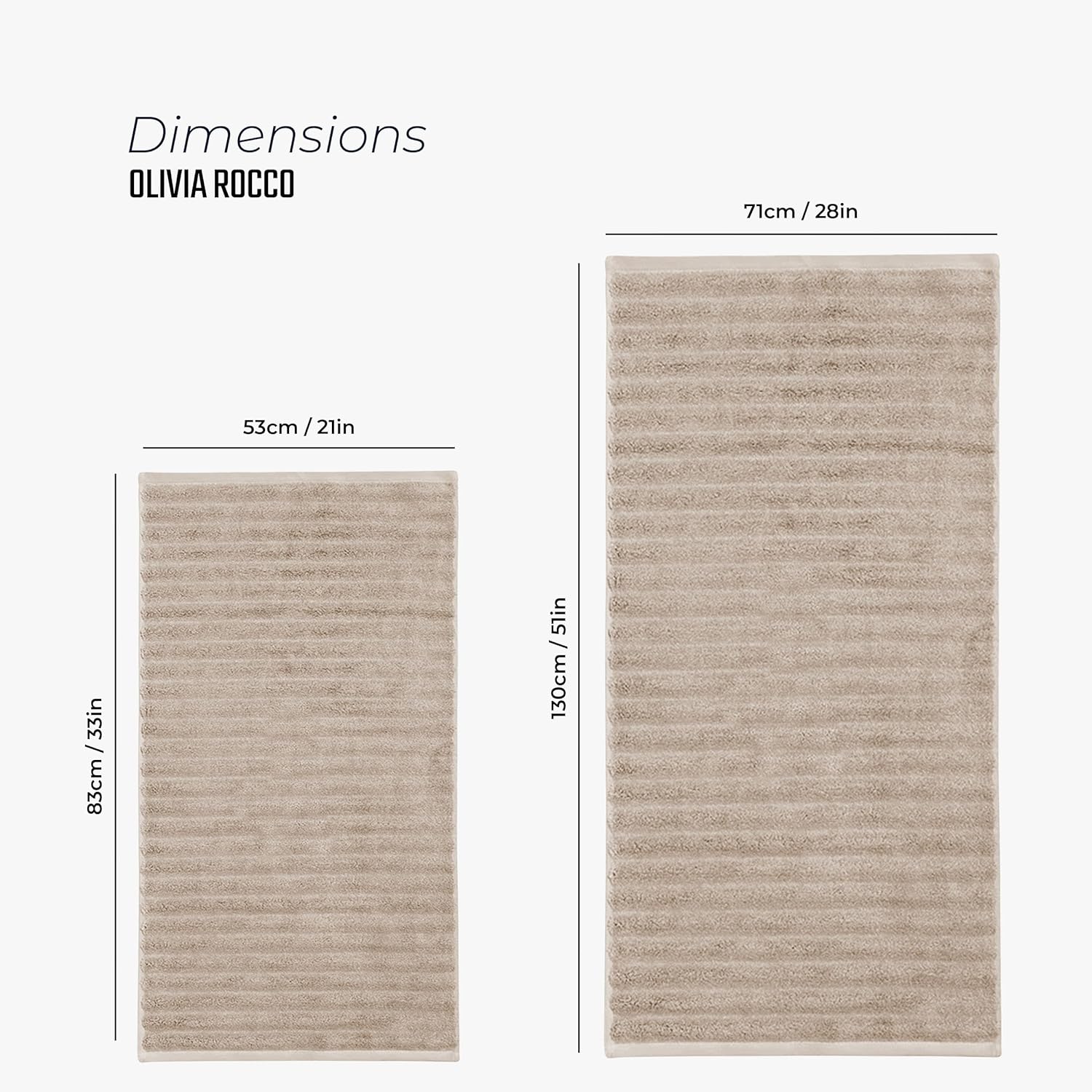 Olivia Rocco Ribbed Cotton Towels, 2 Bath Sheets or 6 Piece Bale