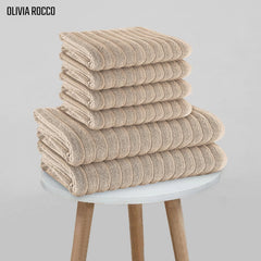 Olivia Rocco Ribbed Cotton Towels, 2 Bath Sheets or 6 Piece Bale