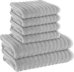 Olivia Rocco Ribbed Cotton Towels, 2 Bath Sheets or 6 Piece Bale