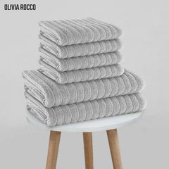 Olivia Rocco Ribbed Cotton Towels, 2 Bath Sheets or 6 Piece Bale