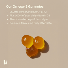 Omega-3 Gummies – Algae DHA with Vitamin D3, Vegan, No Fishy Aftertaste