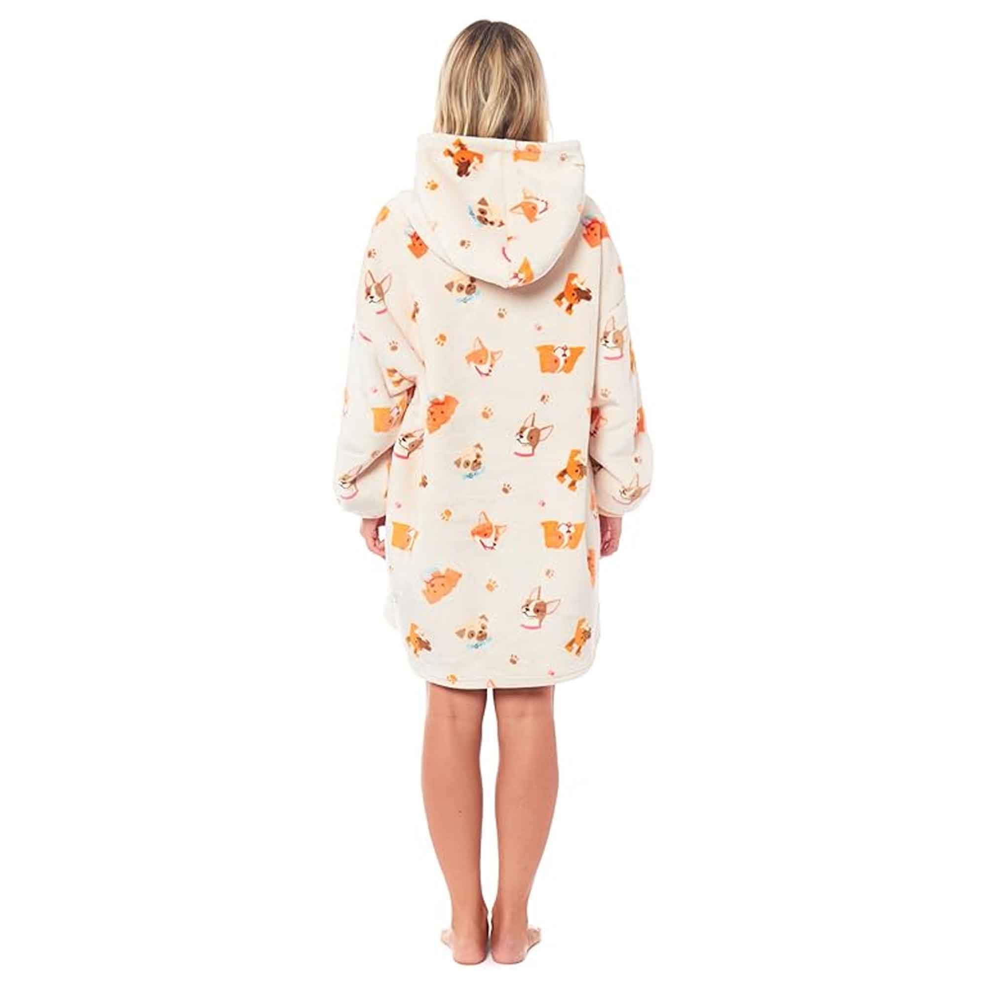 Oversized Dogs Hooded Reversible Sherpa Blanket Fleece Hoodie