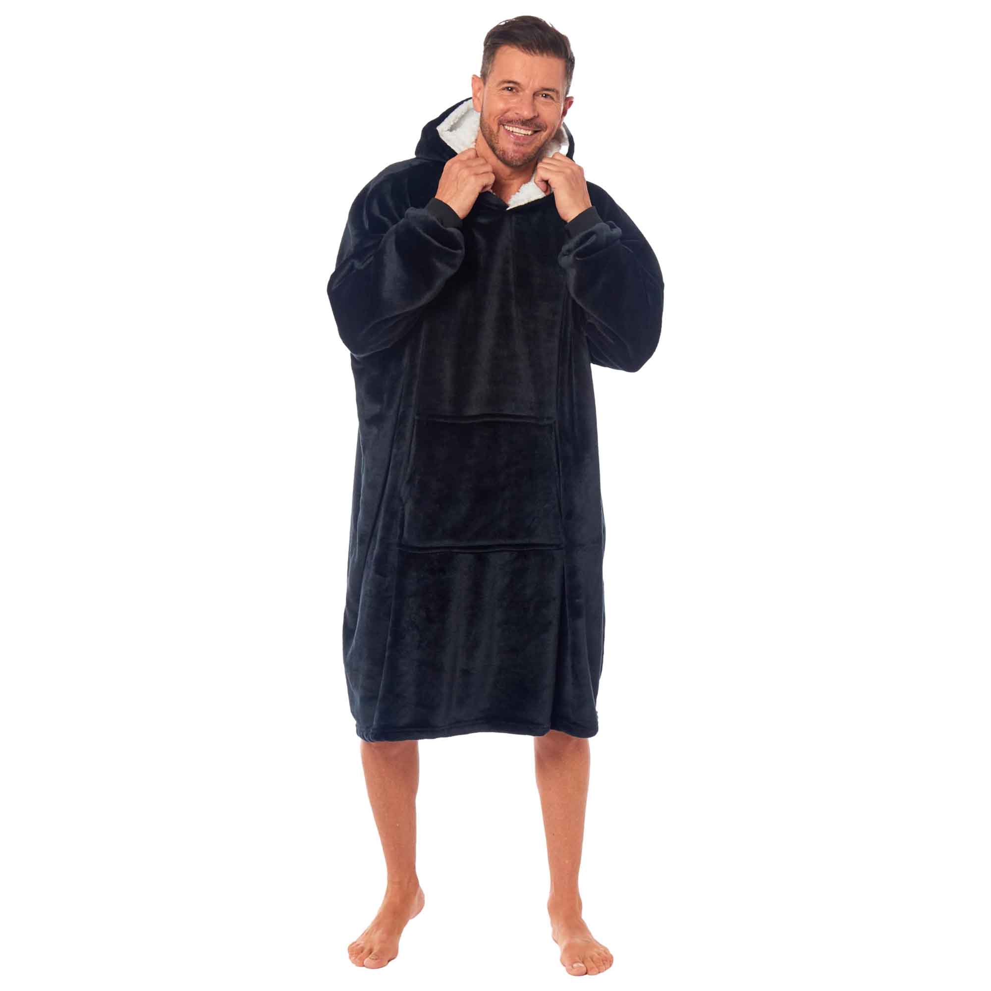 Oversized Men's Hooded Blanket Sweatshirt With Sherpa Lining Cotton Rich Super Soft Everyday