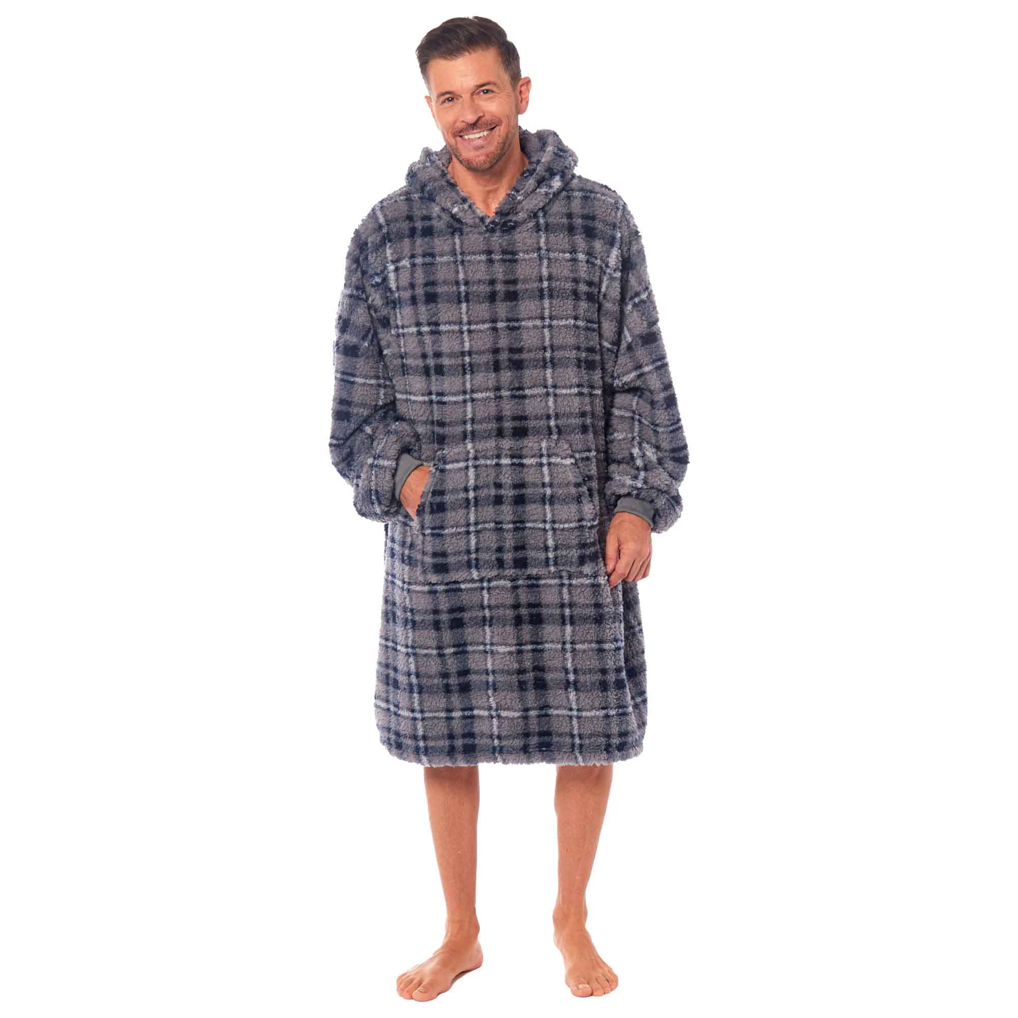 Oversized Men's Hooded Blanket Sweatshirt With Sherpa Lining Cotton Rich Super Soft Everyday