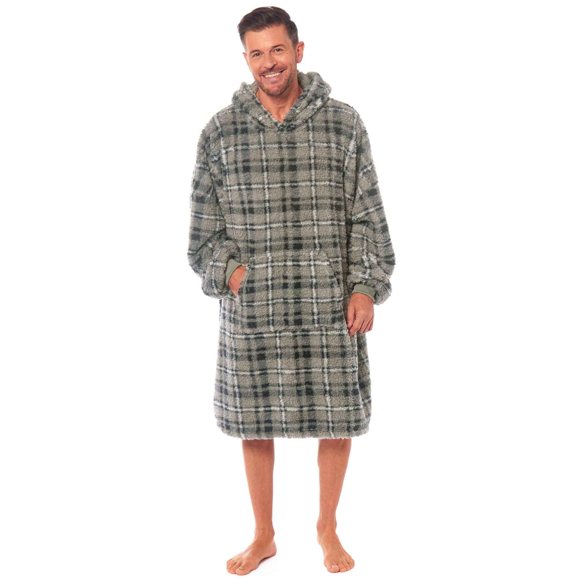 Oversized Men's Hooded Blanket Sweatshirt With Sherpa Lining Cotton Rich Super Soft Everyday