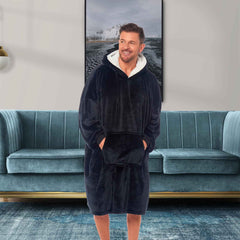 Oversized Men's Hooded Blanket Sweatshirt With Sherpa Lining Cotton Rich Super Soft Everyday