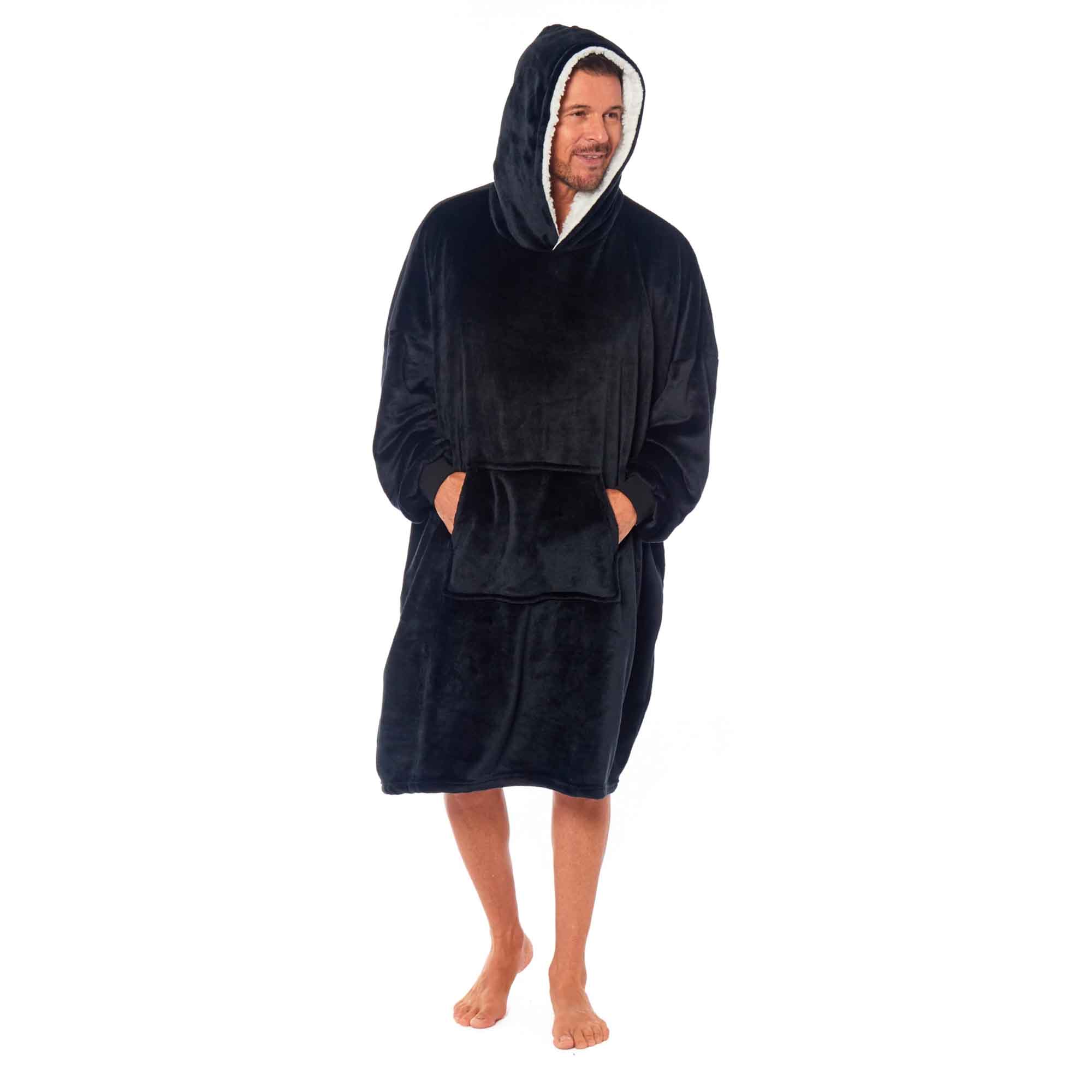 Oversized Men's Hooded Blanket Sweatshirt With Sherpa Lining Cotton Rich Super Soft Everyday