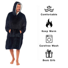 Oversized Men's Hooded Blanket Sweatshirt With Sherpa Lining Cotton Rich Super Soft Everyday