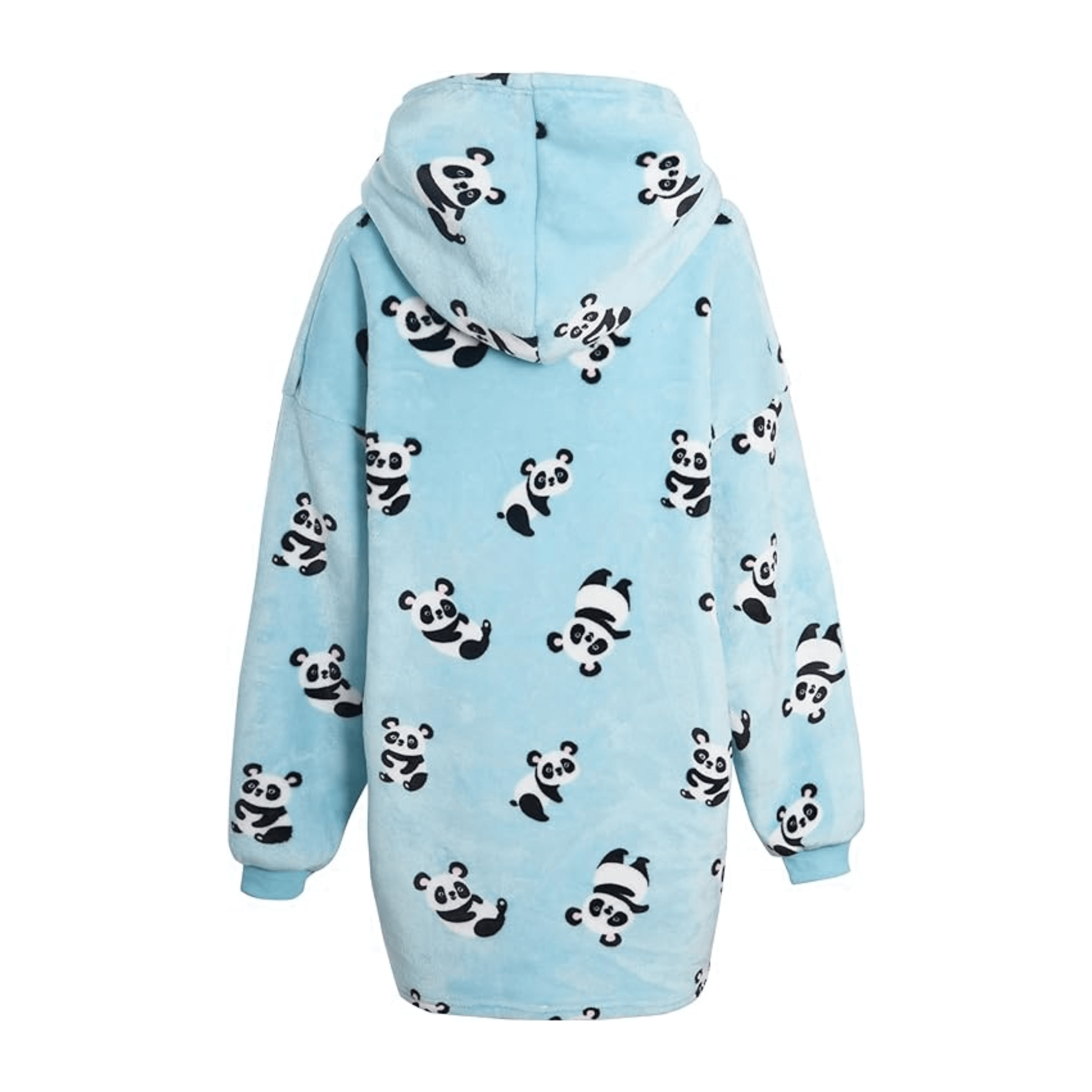 Oversized Panda Hooded Plush Fleece Blanket With Sherpa Lining