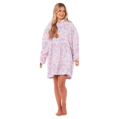 Oversized Rainbow Hooded Blanket Sweatshirt With Sherpa Fur Lining
