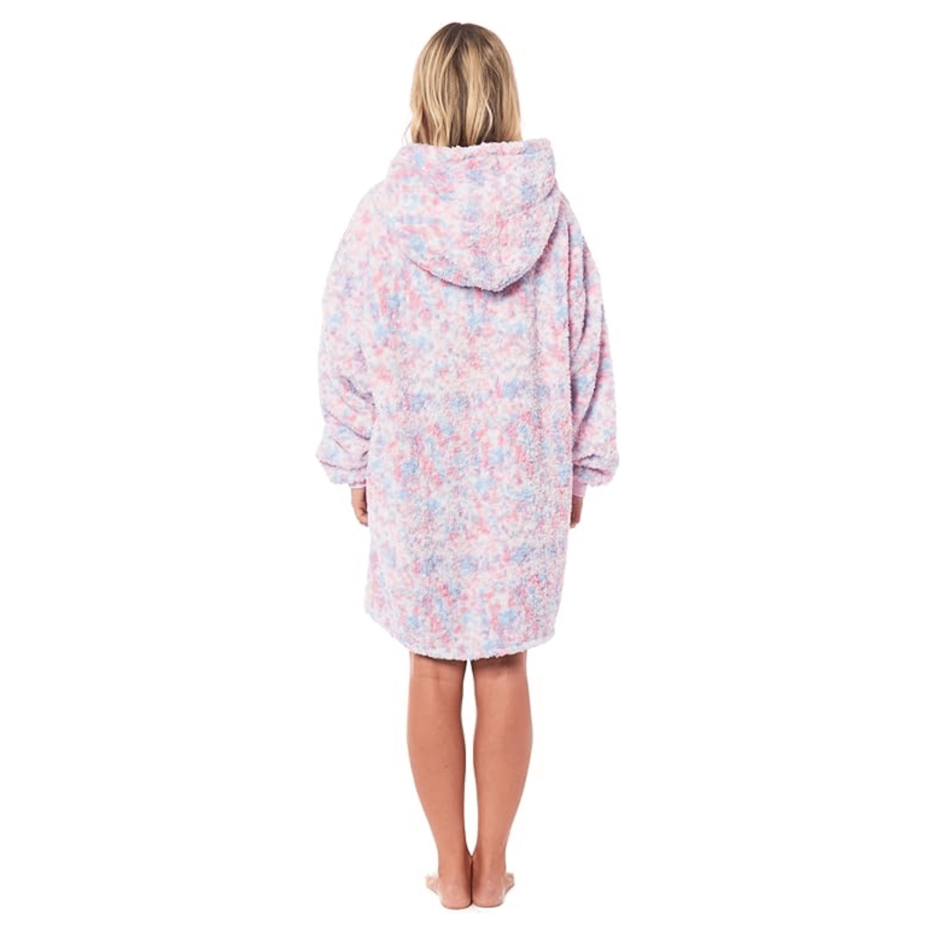 Oversized Rainbow Hooded Blanket Sweatshirt With Sherpa Fur Lining