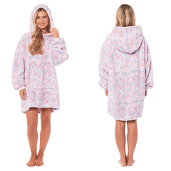 Oversized Rainbow Hooded Blanket Sweatshirt With Sherpa Fur Lining