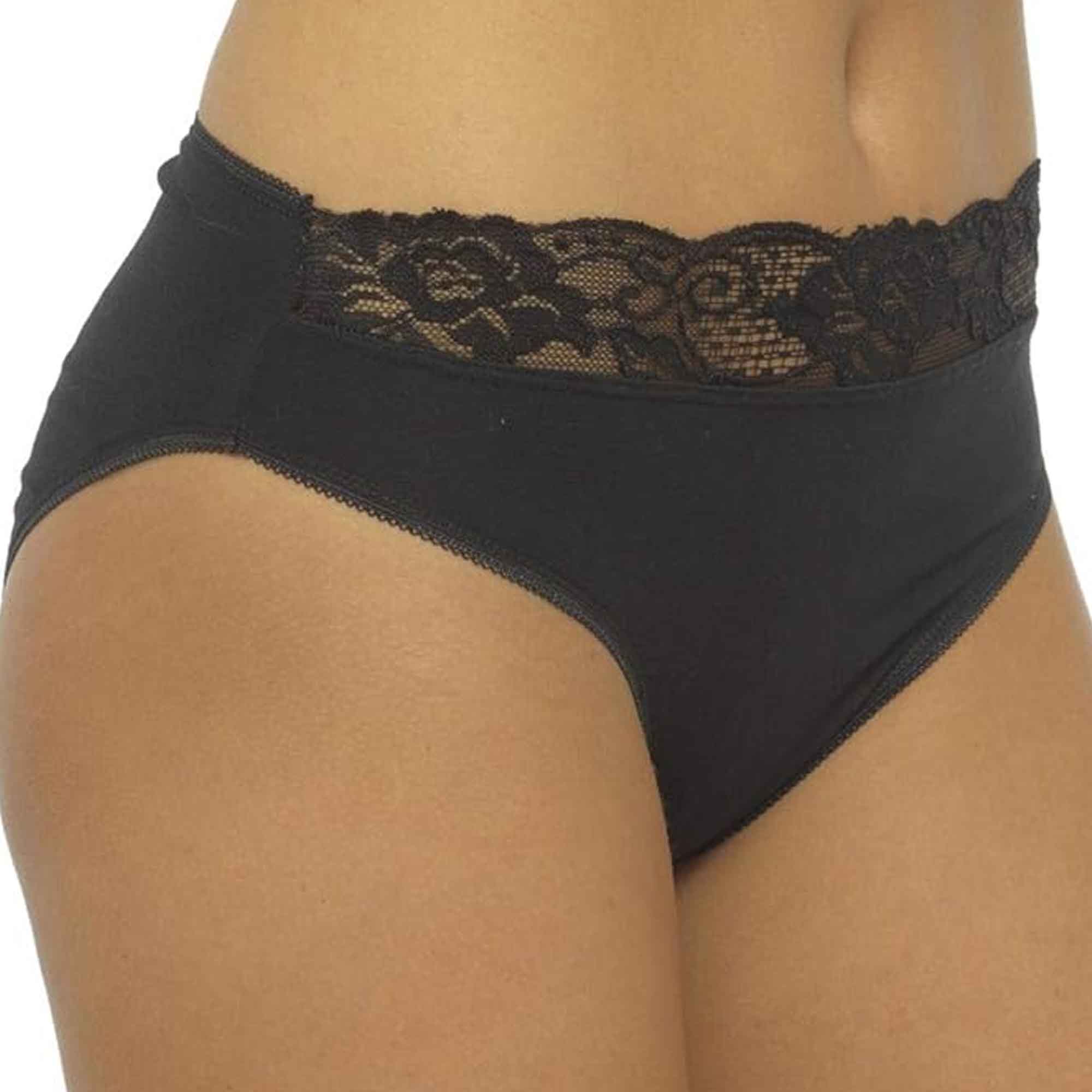 Pack Of 10 Cotton Rich Lace Brief Knickers For Women's With Stretch Waistband