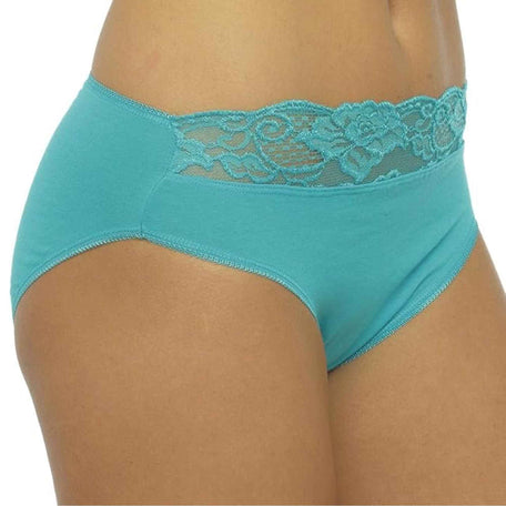 Pack Of 10 Cotton Rich Lace Brief Knickers For Women's With Stretch Waistband