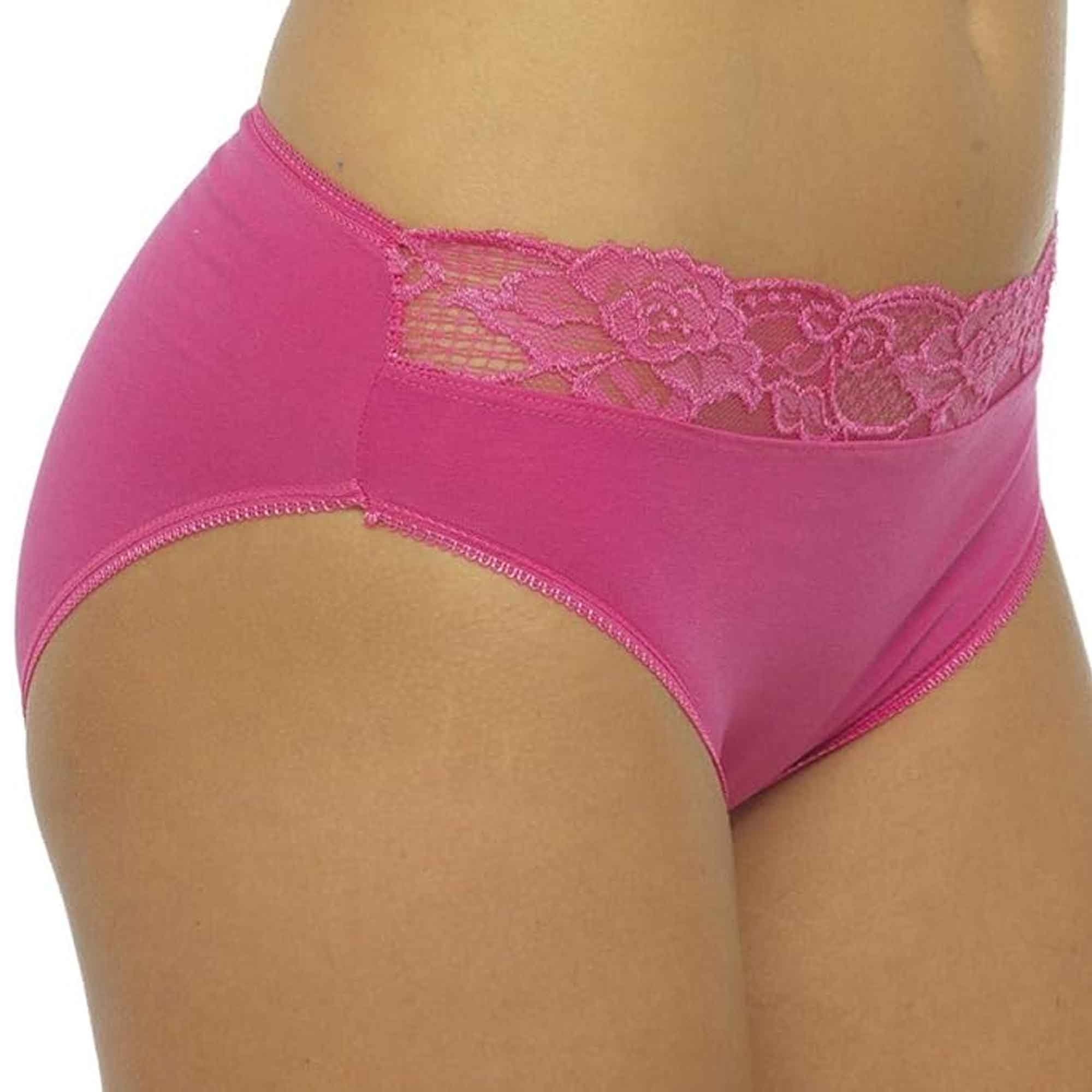 Pack Of 10 Cotton Rich Lace Brief Knickers For Women's With Stretch Waistband