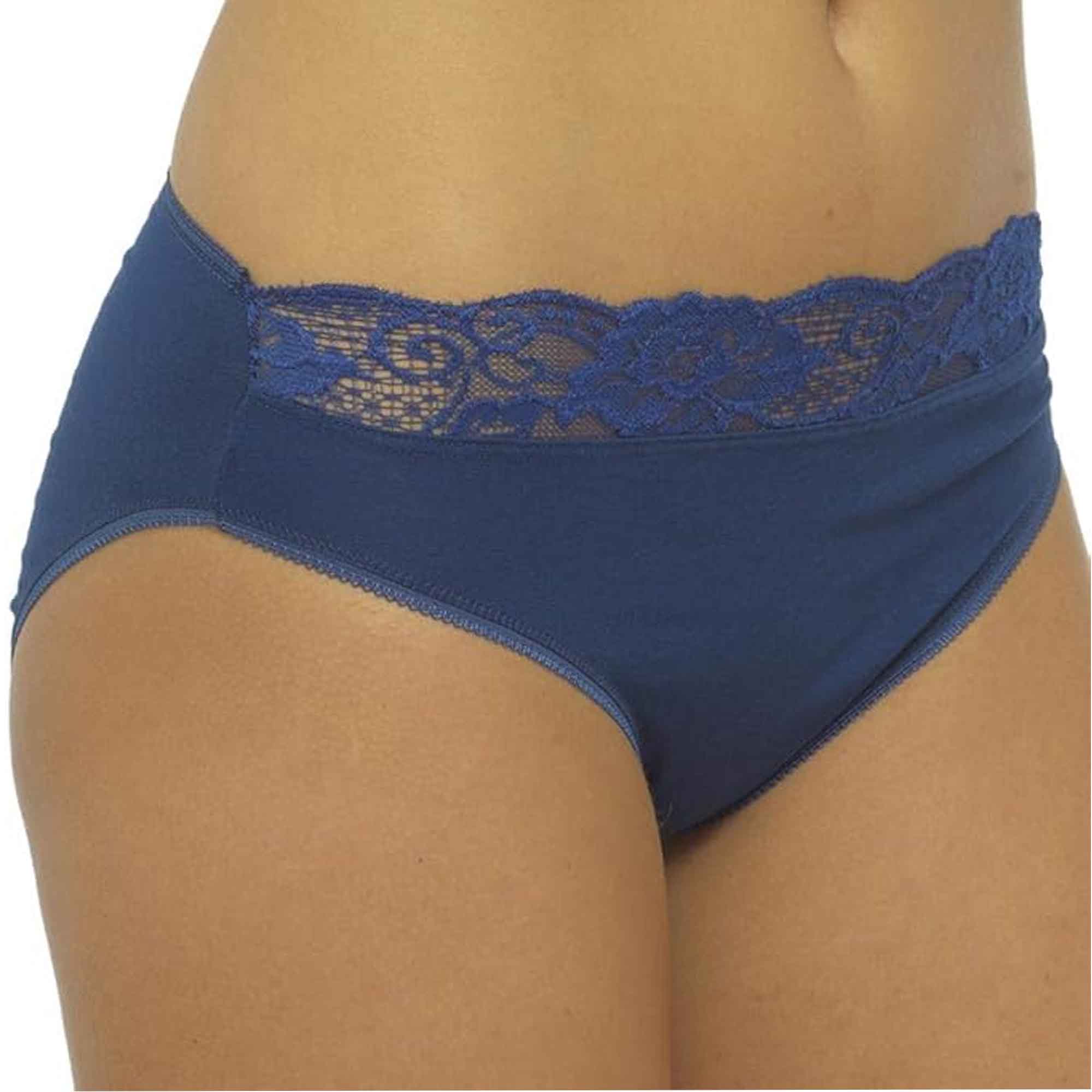 Pack Of 10 Cotton Rich Lace Brief Knickers For Women's With Stretch Waistband
