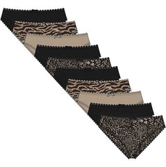 Women's 10 Pack Animal Print Briefs Zebra Leopard Cotton Low Rise Knickers