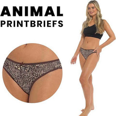 Women's 10 Pack Animal Print Briefs Zebra Leopard Cotton Low Rise Knickers