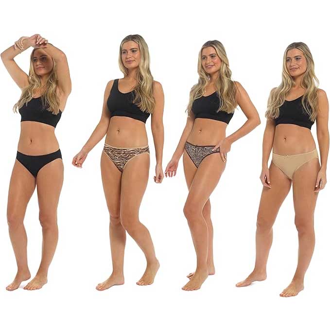 Women's 10 Pack Animal Print Briefs Zebra Leopard Cotton Low Rise Knickers