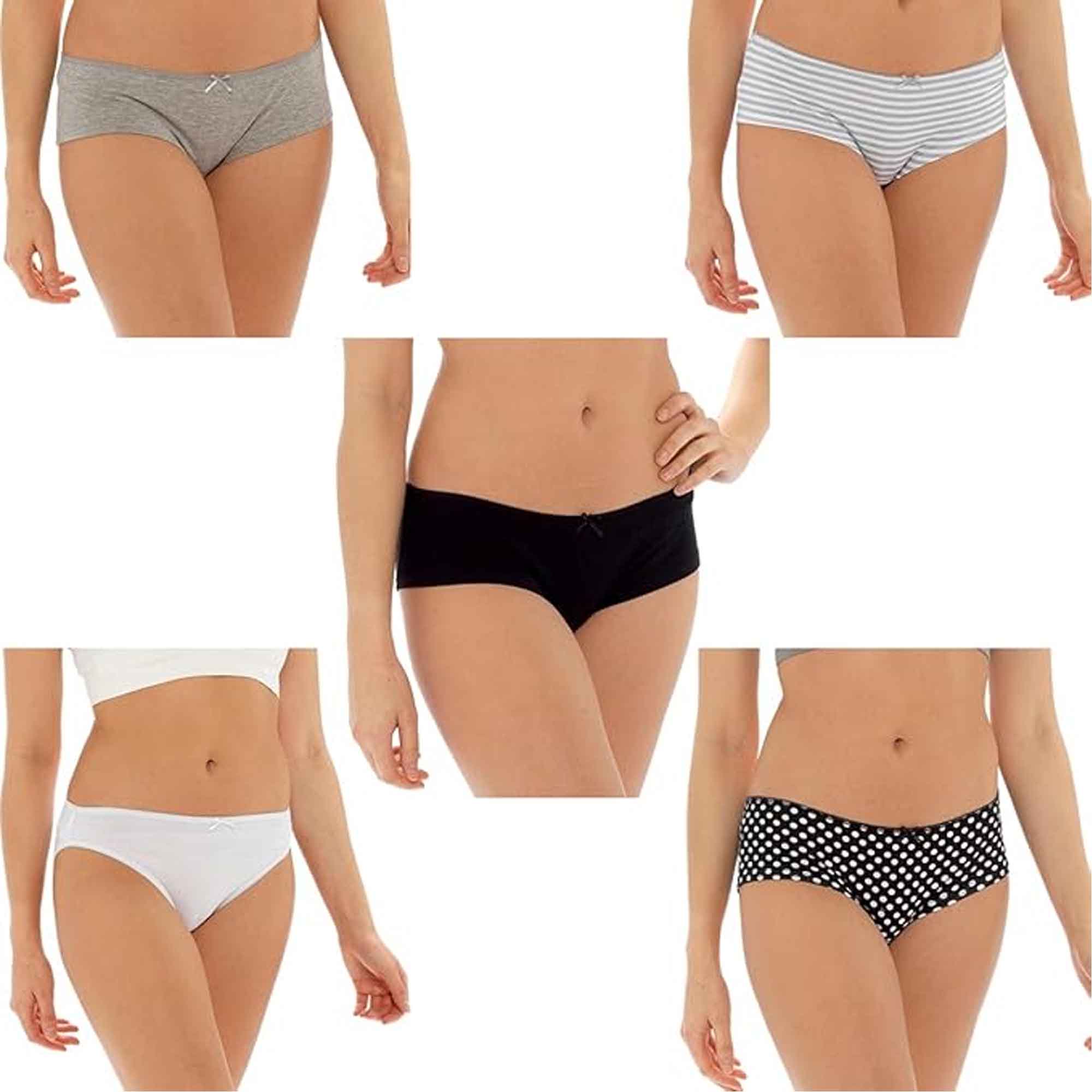 Pack Of 10 Women's Cotton Briefs Underwear Shorts With Stretch Waistband