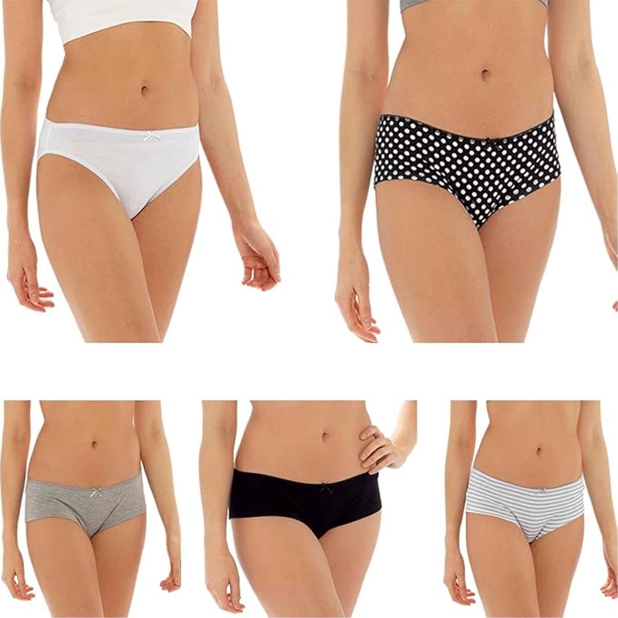 Pack Of 10 Women's Cotton Briefs Underwear Shorts With Stretch Waistband