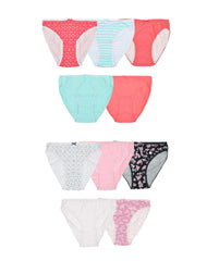 Women's High Leg Cotton Briefs Pack Of 10 Assorted Colours Breathable