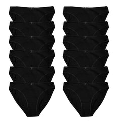 12 Pack Women 100% Cotton High Leg Bikini Briefs With Stretch Waistband