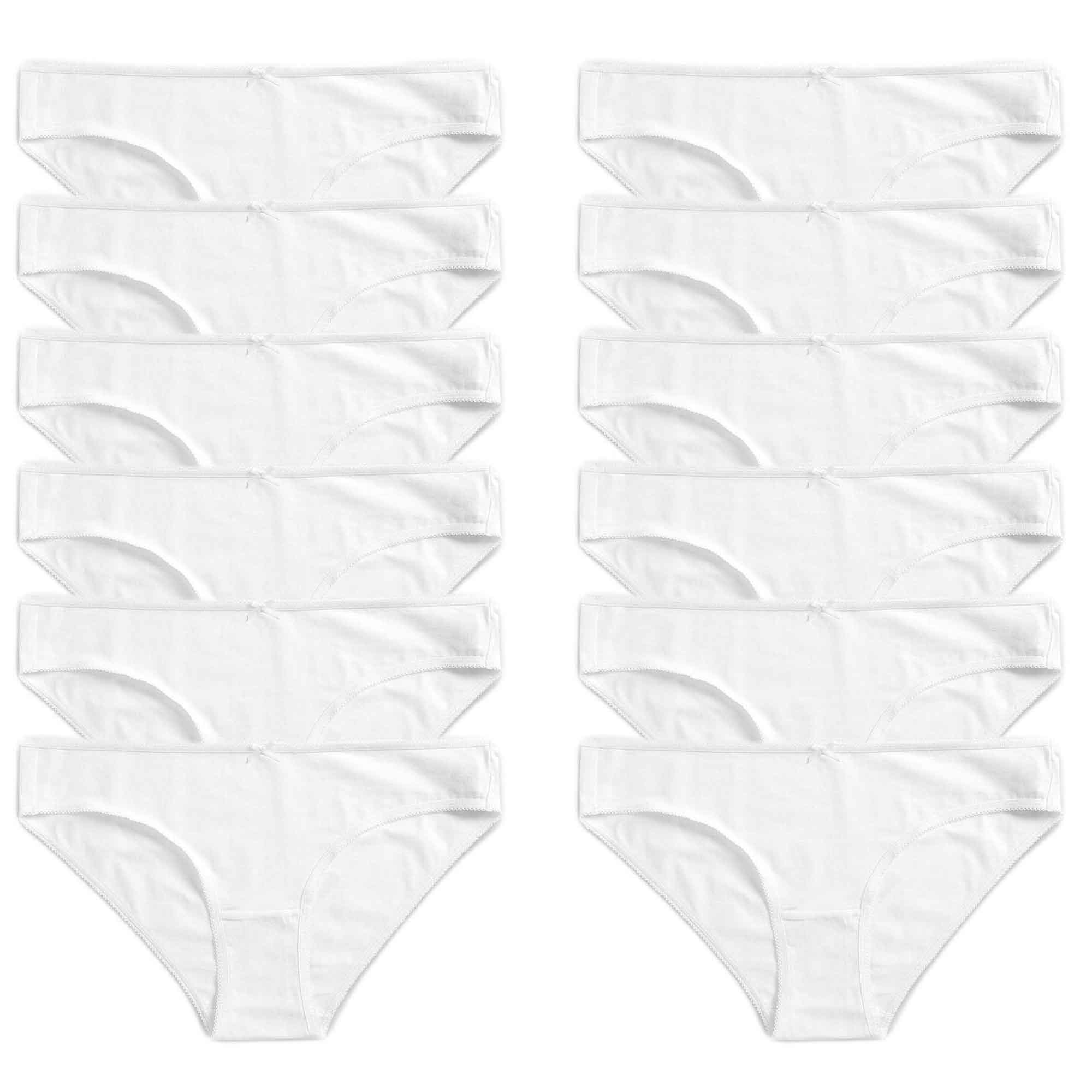 12 Pack Women 100% Cotton High Leg Bikini Briefs With Stretch Waistband