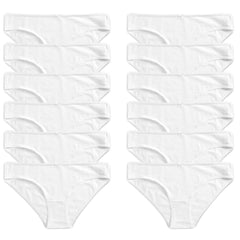 12 Pack Women 100% Cotton High Leg Bikini Briefs With Stretch Waistband