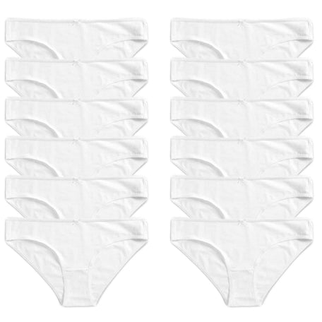 12 Pack Women 100% Cotton High Leg Bikini Briefs With Stretch Waistband