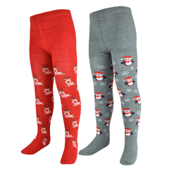 Girls' Christmas Tights Pack Of 2 Cotton Rich Soft Durable For Kids' Sized