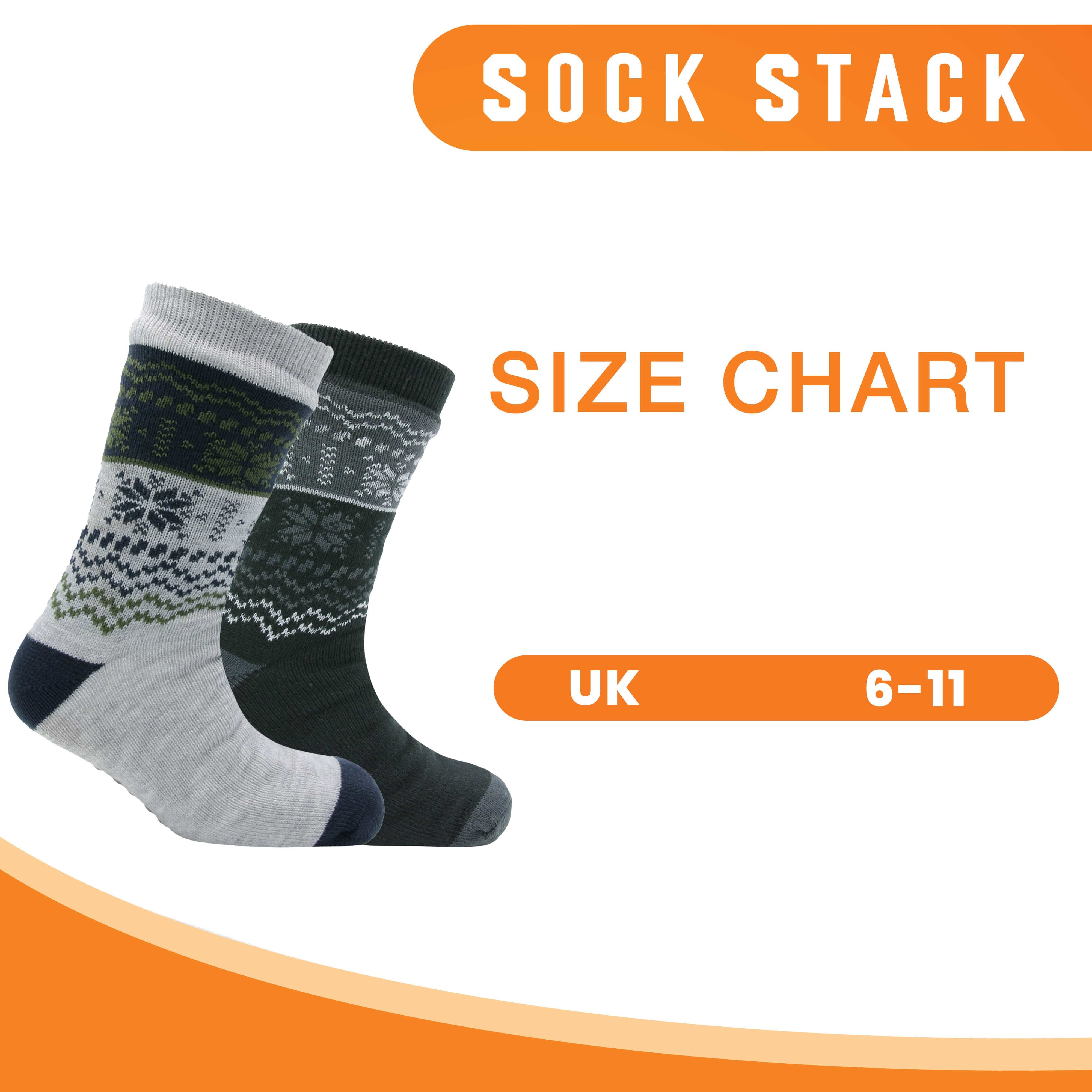 Men's Chunky Knit Slipper Socks With Grips Pack Of 2 Thick Warm Non Slip