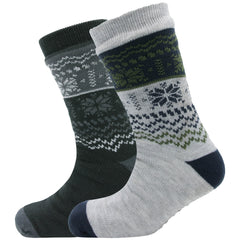 Men's Chunky Knit Slipper Socks With Grips Pack Of 2 Thick Warm Non Slip