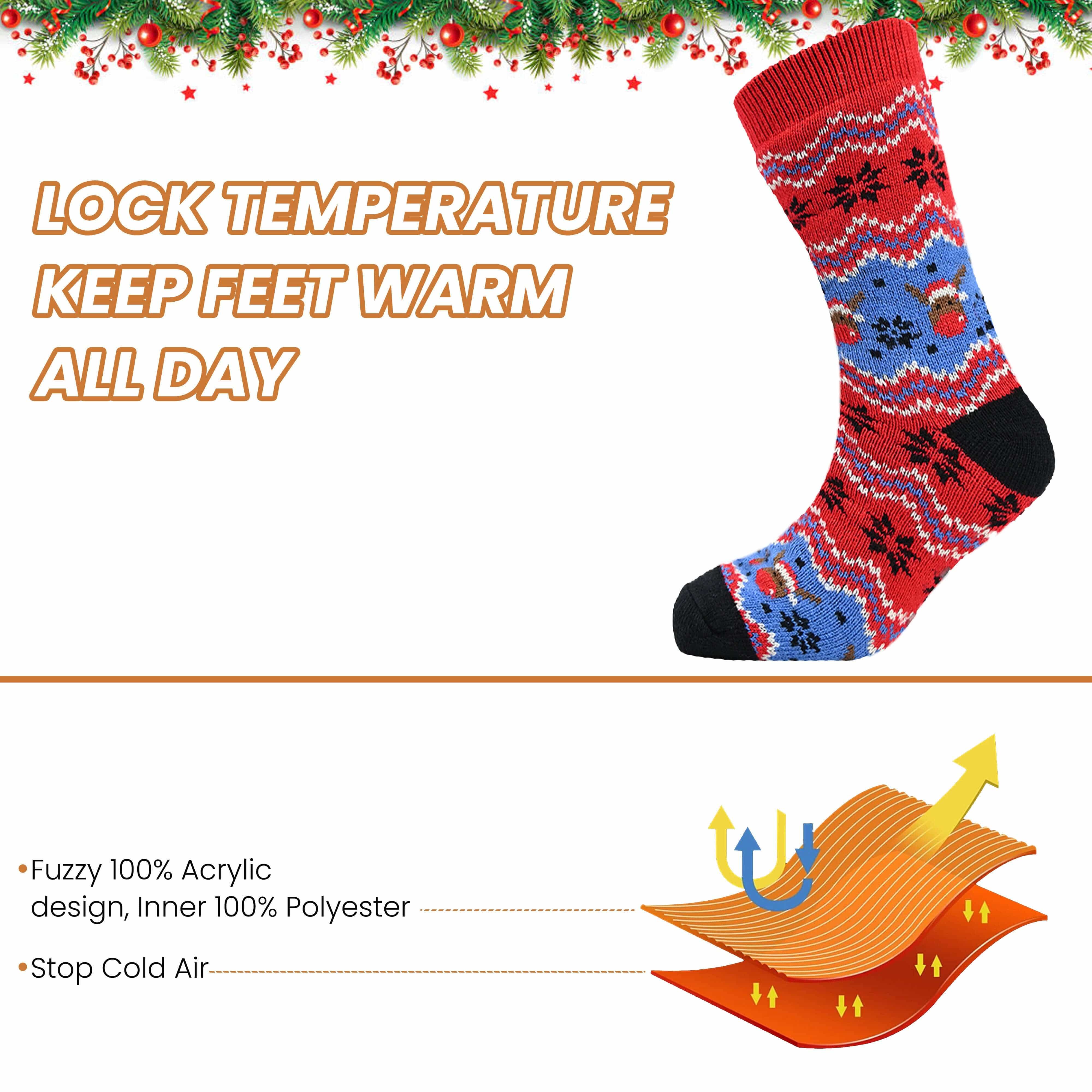 Pack Of 2 Men's Festive Chunky Knit Slipper Socks With Grips Non Slip Sole
