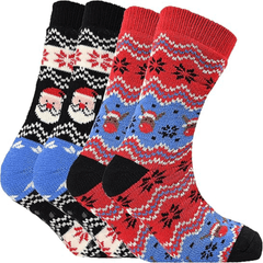 Pack Of 2 Men's Festive Chunky Knit Slipper Socks With Grips Non Slip Sole