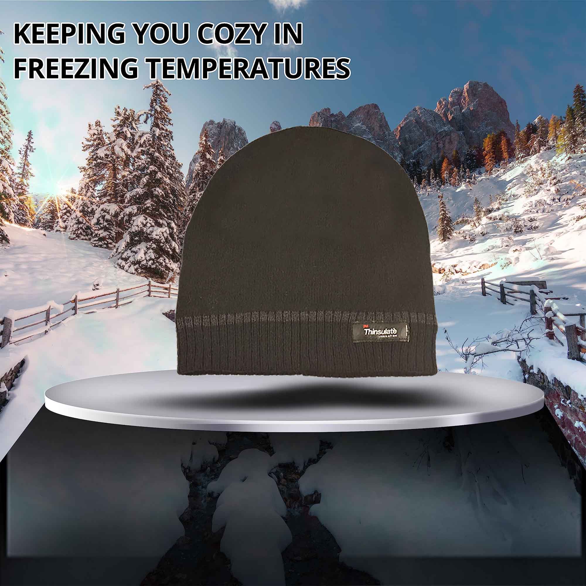 Pack Of 2 Striped Fleece Beanie Hats With 3M Thinsulate Insulation Quick Dry