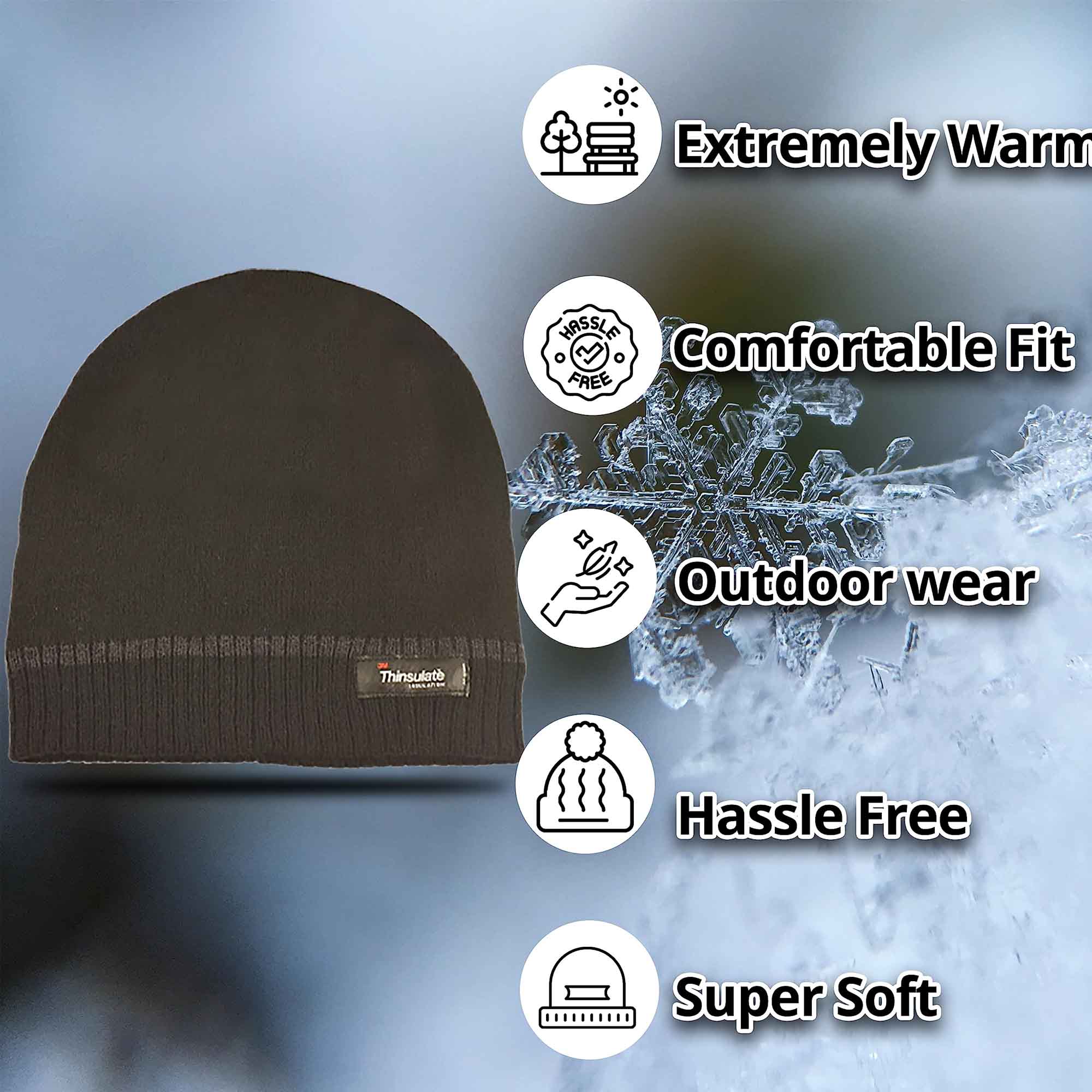 Pack Of 2 Striped Fleece Beanie Hats With 3M Thinsulate Insulation Quick Dry
