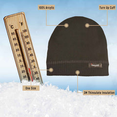 Pack Of 2 Striped Fleece Beanie Hats With 3M Thinsulate Insulation Quick Dry