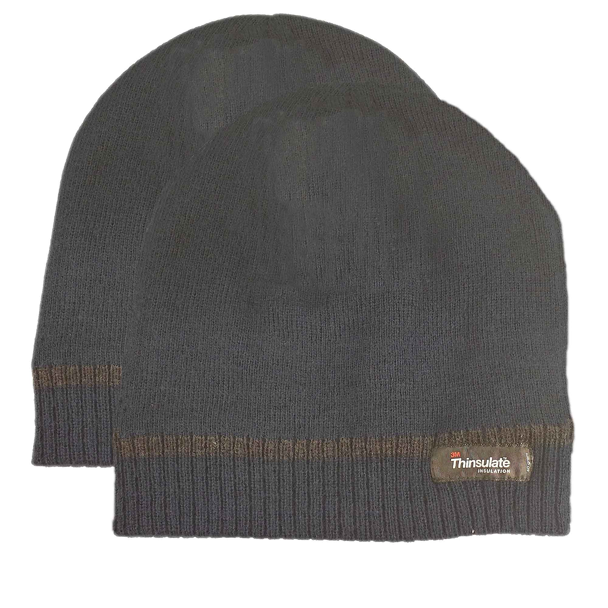 Pack Of 2 Striped Fleece Beanie Hats With 3M Thinsulate Insulation Quick Dry