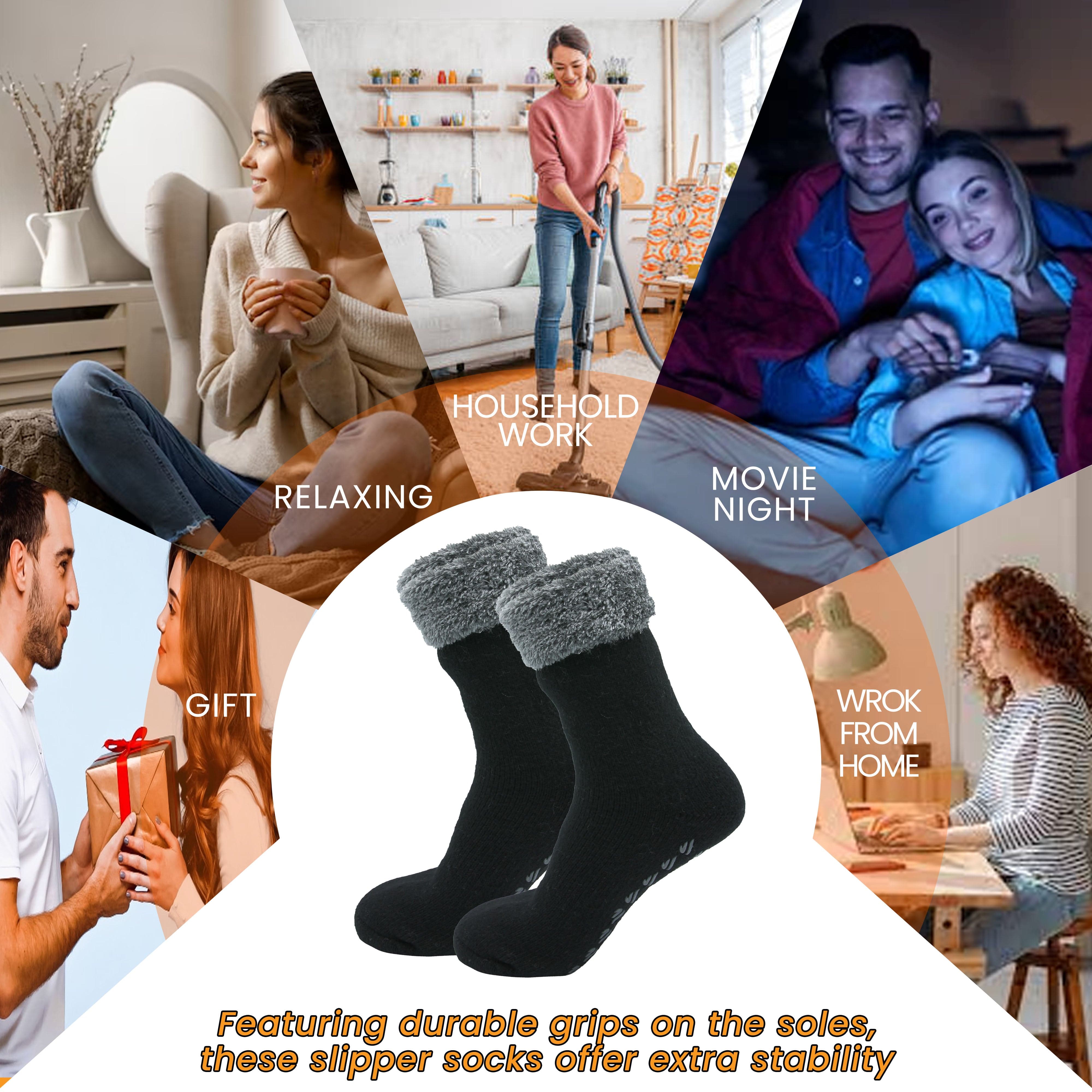 Feather Soft TOT Slipper Socks For Women's Fleece Lined Indoor Cosy Winter UK 4-8
